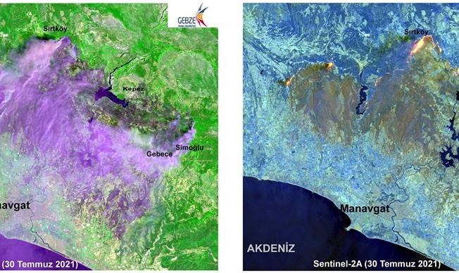 Manavgat'taki yangının etkilediği alan Gebze Teknik Üniversitesi tarafından haritalandırıldı: