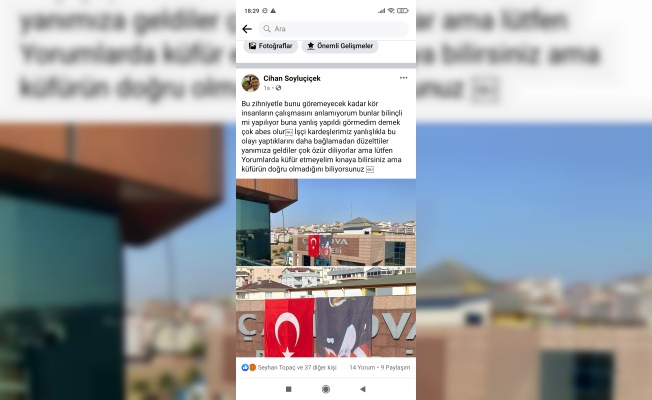 Posteri  çalışanlar yanlışlıkla ters asmış