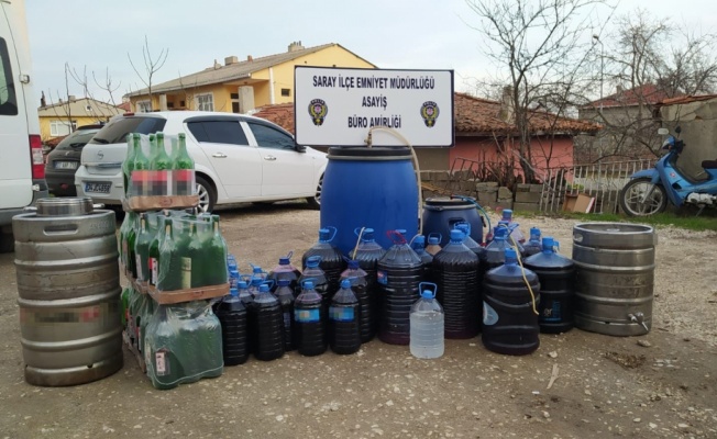 Tekirdağ'da 480 litre sahte içki ele geçirildi