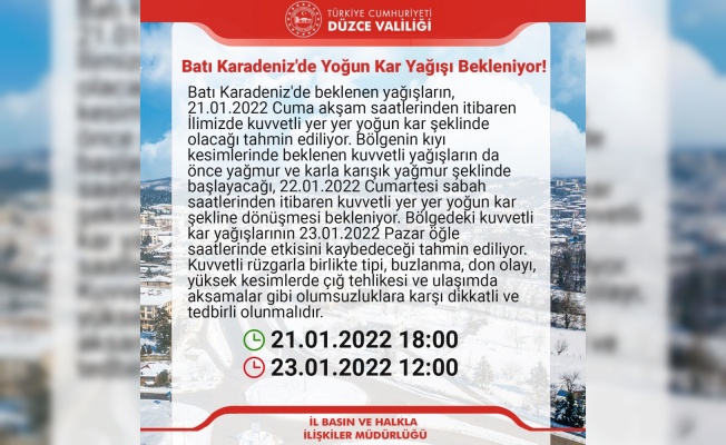 Valiliklerden yoğun kar yağışı uyarısı